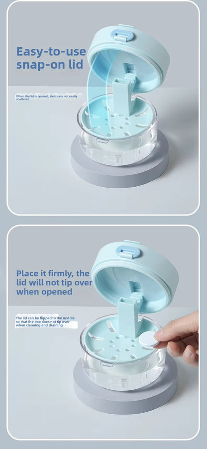 3-in-1 Liftable Invisible Aligner Storage Case, with Mirror & Drain Tray, Universal for Retainers & Dentures